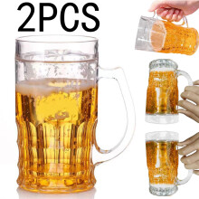 Fake Beer Mug Set Plastic Double-Layer 2pcs 400ml
