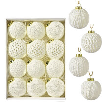 Crochet Christmas Ornaments Beige 12 pcs