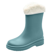 Women's Short Wide Rain Boots Punk Style Cotton-Lined