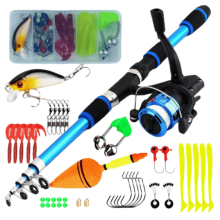 Telescopic Fishing Rod and Reel Combo 6ft Fiberglass