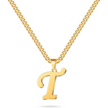 Stainless Steel Cuban Chain Necklace with Capital Letter
