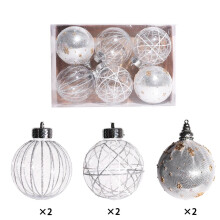 Shatterproof Silver Christmas Ornaments Plastic Baubles 6