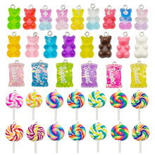 Candy Pendant Charm Bear Lollipop Shape 32 pcs