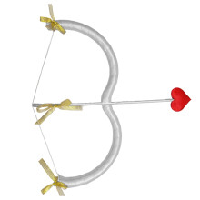 Cupid Bow and Arrow Prop White Heart Shape 1 Piece