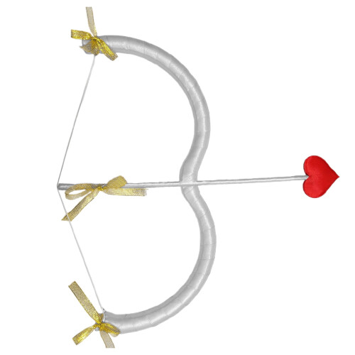 Cupid Bow and Arrow Prop White Heart Shape 1 Piece