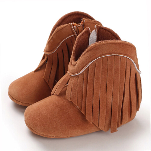 Toddler Winter Ankle Boots Side Zipper Tassel Flat Sole 1