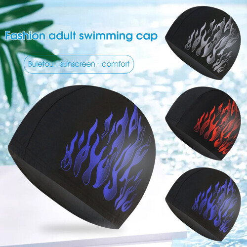 Swimming Cap Nylon Tear-resistant Flame Style with Ear
