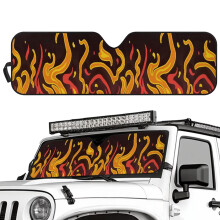 Cartoon Fire Windshield Sun Shade Mat for Rubicon Sahara TJ