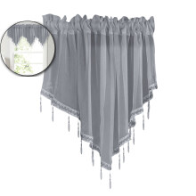 Triangle Sheer Valance Curtain with Bead Trim and Tassels