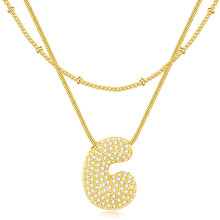Bubble Letter Necklace Women Gold Dainty Initial Pendant
