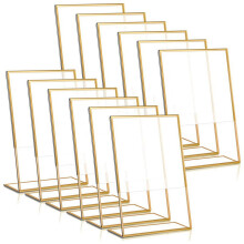 Acrylic Sign Holder Gold Frame 4x6 Inch Vertical 12 Pack