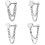 Stainless Steel Stud Earrings with Chain 4 Pcs 1