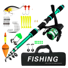 Telescopic Fishing Rod and Reel Combo 6ft Fiberglass