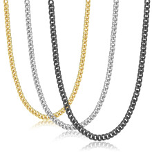 Stainless Steel Cuban Link Necklace Set Gold Plated 3mm 3