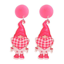 Pink Flat Gnome Cat Earrings for Women 1 Pair