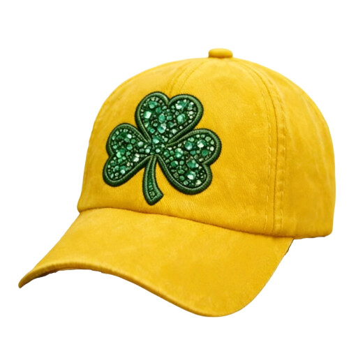 Yellow St. Patrick's Day Baseball Cap Shamrock Design
