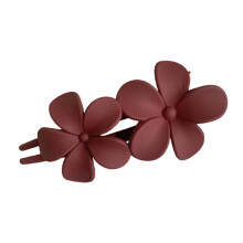 Wine Red Flower Hair Clip Solid Color Elastic Anti-slip