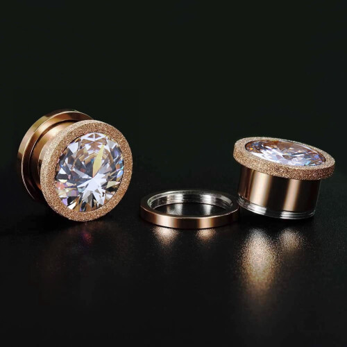 Crystal Ear Plug Tunnels Screw Fit 0g 00g 1