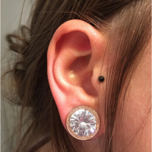 Crystal Ear Plug Tunnels Screw Fit 0g 00g 2