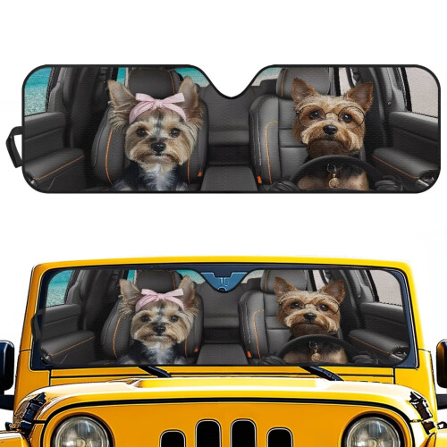 Foldable Car Windshield Sun Shade Yorkshire Terrier Design 1