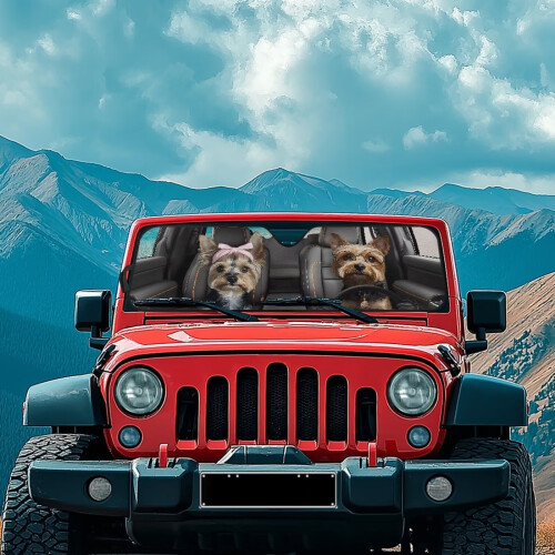 Foldable Car Windshield Sun Shade Yorkshire Terrier Design 2