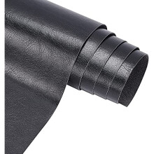 PU Leather Roll Black Solid Color 13x55 Inch 0.4mm Thick