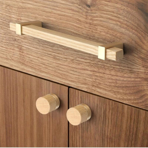 Wooden Cabinet Knobs Chinese Style Walnut 2 pcs 2