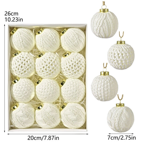 Crochet Christmas Ornaments Beige 12 pcs 2