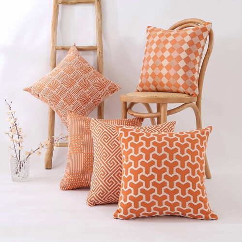 Throw Pillow Nordic Style Green Geometry Square 18 inches 1