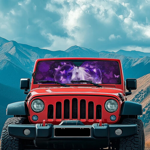 Galaxy Butterfly Foldable Windshield Sun Shade for Jeep 2
