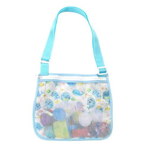 Mesh Beach Toy Bag with Zipper Light Blue 1 Pack 2