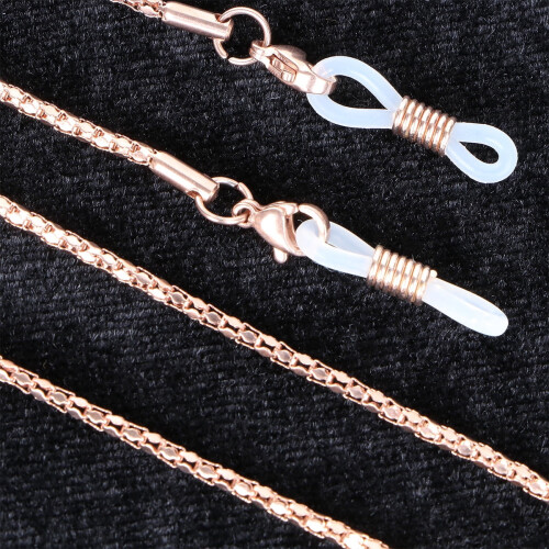 Stainless Steel Eyeglass Chain Holder Golden Adjustable 2