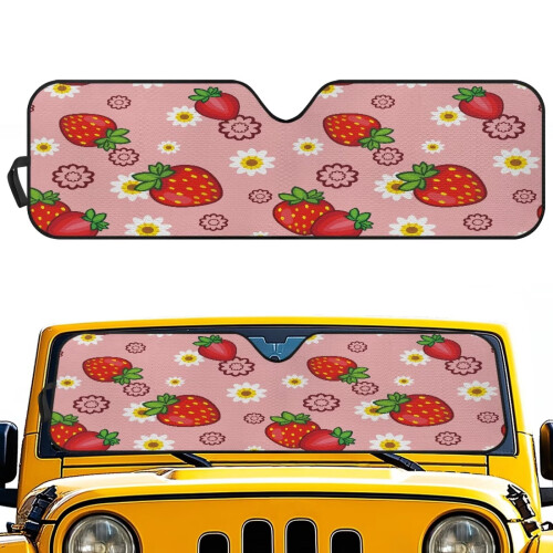 Red Strawberry Windshield Sun Shade for Jeep Wrangler and 1