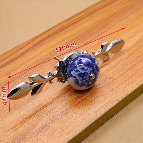 Ceramic Knobs Blue White 41mm Porcelain Cabinet Handles 1