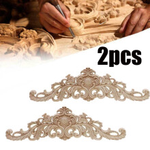 Wood Carved Corner Onlay Applique Unpainted 2 pcs