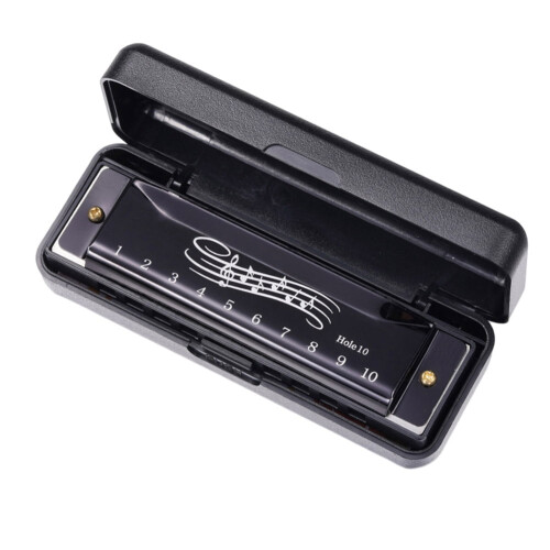 10-Hole 20-Tone Harmonica Black Portable Musical Instrument