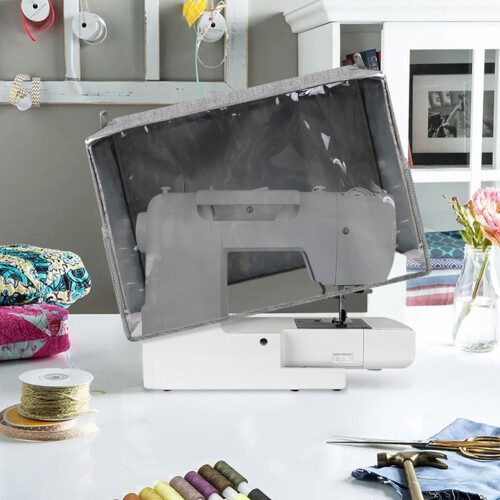 Sewing Machine Dust Cover Grey with Pockets 1