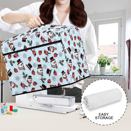 Sewing Machine Cover Snowman Snowflake with Pocket for 1