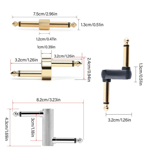 Guitar Pedal Effects Patch Cable Adapter 6.35mm Male to 2