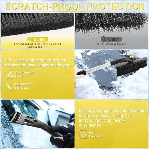 Ice Scraper and Snow Brush 32 inch Extendable Yellow 1