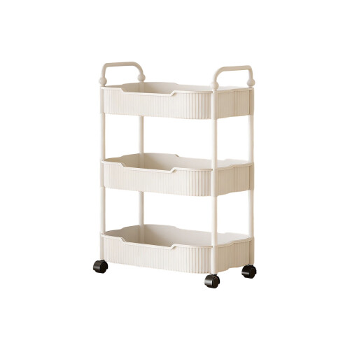 3-Layer Rolling Storage Cart with Armrests 14x9x27in White 2