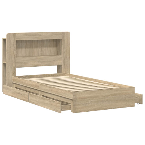 VidaXL vidaXL Bed Frame with Storage Sonoma Oak 75 x 190 cm Engineered Wood 2