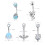 Heart CZ Belly Button Rings Opal Bat Demon 5PCS 3