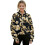 Women's Half-Zip Sweatshirt Black Flower Leaf Design M 1