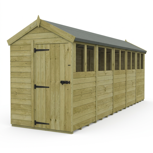 5 x 20 Apex Shed Tanalised (Single Door, With Windows) 1
