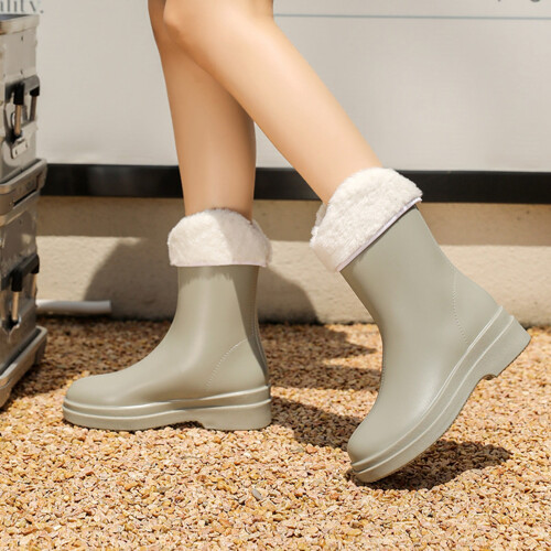 Women's Punk Short Rain Boots Cotton Lining Arch Support 1