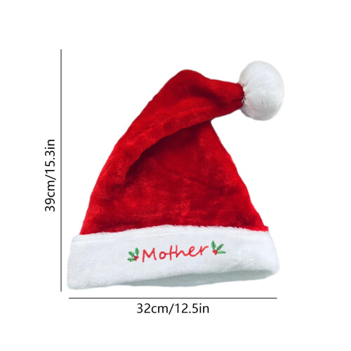 Santa Hat Embroidered Personalized Red Polyester Adult Size 2