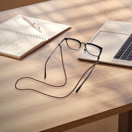 Leather Eyeglasses Strap 3 Pcs Black Brown Beige 1