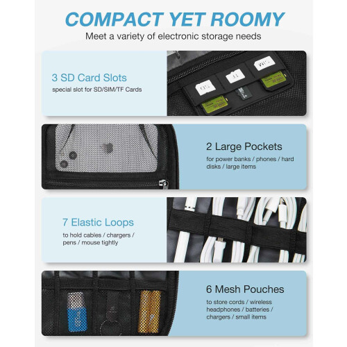 Electronics Organizer Travel Case Black Small 2