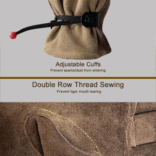 Leather Work Gloves Cotton-Lined Thorn-Proof Large 2